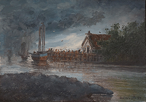 Small house near harbor